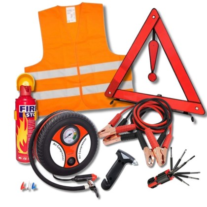 σετ-εκτάκτου-ανάγκης-με-πυροσβεστήρα,-τρίγωνο,-ανακλαστικό-γιλέκο,-αεροσυμπιεστή,-καλώδιο-μπαταρίας,-σφυρί,-κατσαβίδι-φακός