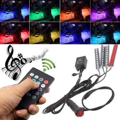 Car atmosphere lights -με-τηλεχειριστήριο-ταινία-led-αυτοκινήτου-εσωτερικού-χώρου-4-x-9-led-12v-rgb-18w