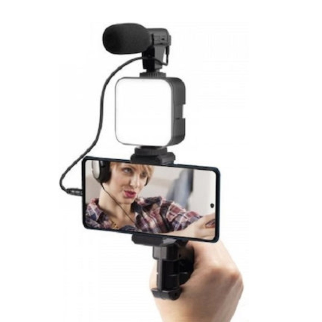 σετ-mini-τρίποδο-με-μικρόφωνο,-led-φωτισμό-και-τηλεχειριστήριο-andowl-model-q-zj09