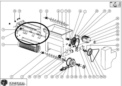 Άξονας Ανάδευσης (αφαίρεσης κοτσανιών) ΙΝΟΧ για Σπαστήρες
