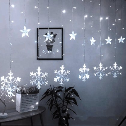 χριστουγεννιάτικα-φωτάκια-κουρτίνα-με-6-αστέρια-και-6-χιονονιφάδες-led-λευκά