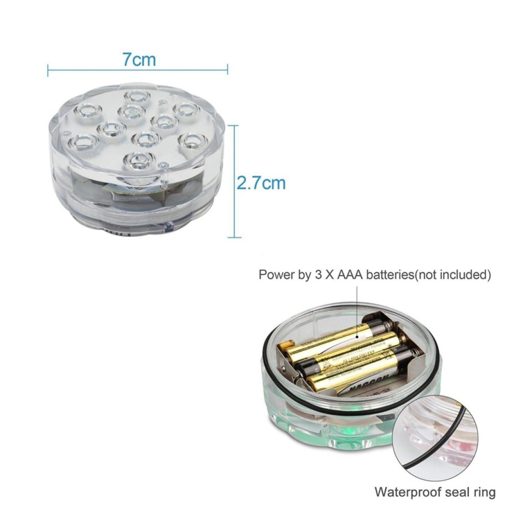 submersible led light αδιάβροχο-υποβρύχιο-φωτάκι-μπαταρίας-με-10-led-rgb-με-τηλεχειριστήριο